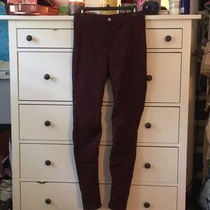 High Waisted Stretch Maroon Jeans
